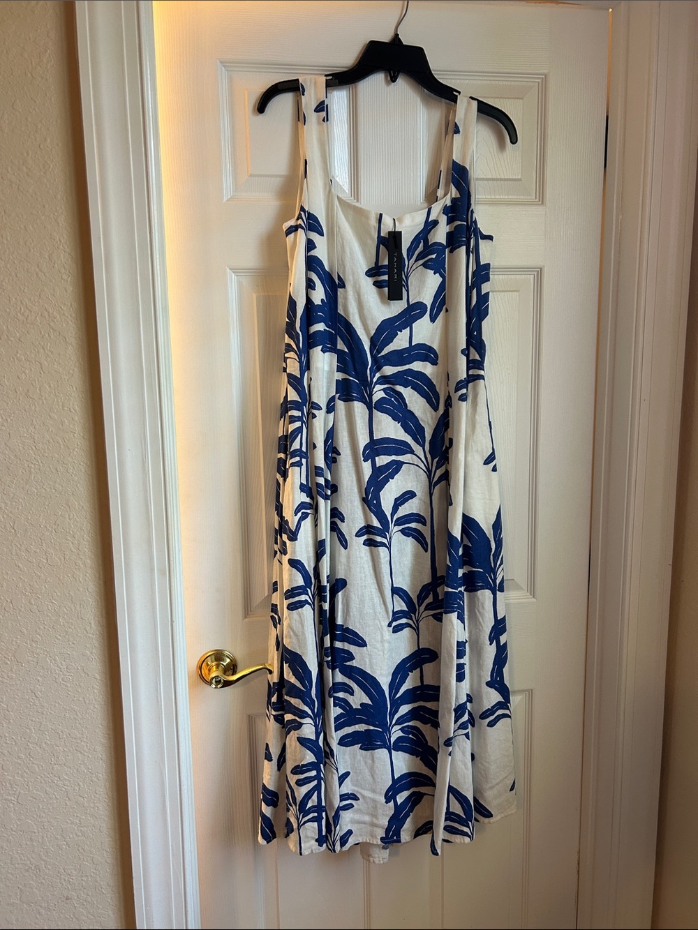 Tahari NWT Blue and White Tropical Print Sundress - Sz L